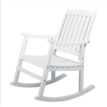 Penny Classic Slat-Back 300-Lbs Support Acacia Wood Patio Outdoor Rocking Chair - JONATHAN Y